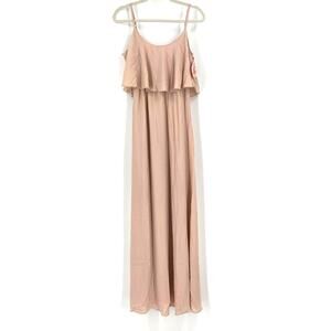 Show Me Your MuMu Caitlin Ruffle Maxi Dress Dusty Blush Crisp Small NWT